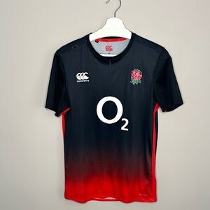 England Men's Black and Red Rugby Shirt